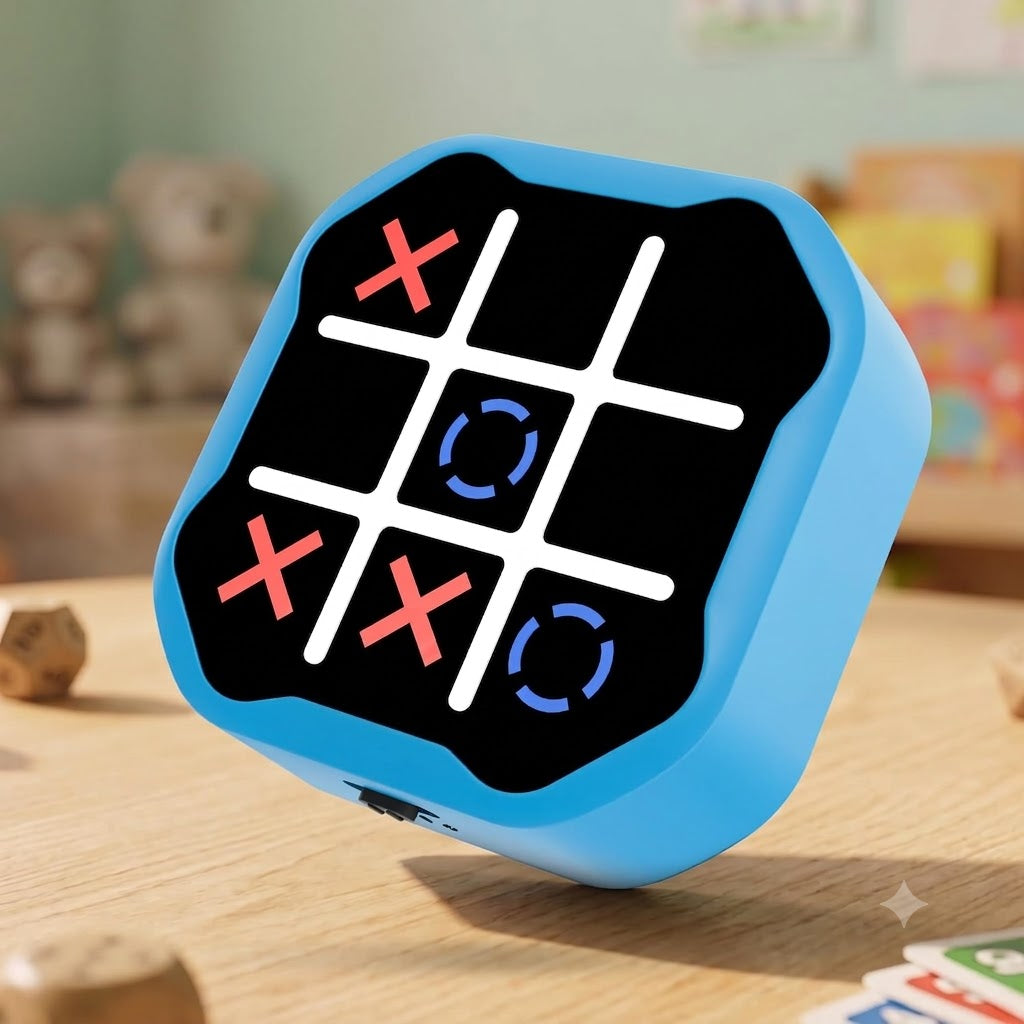 3 in 1 Electronic Tic Tac Toe Game, Handheld Digital Tic Tac Toe Bolt Game with Silent Mode, Portable Learning Toy Gift for Kids & Adults, Blue (One Pack)