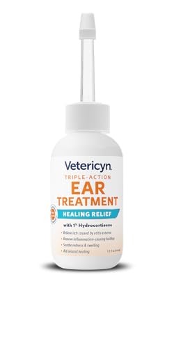 Vetericyn Triple-Action Ear Treatment for Dogs & Cats - 1% Hydrocortisone Ear Drops for Dog Ear Infection Relief - Fast Itch Relief & Healing with Otizyme Blend. 1.5 Ounce