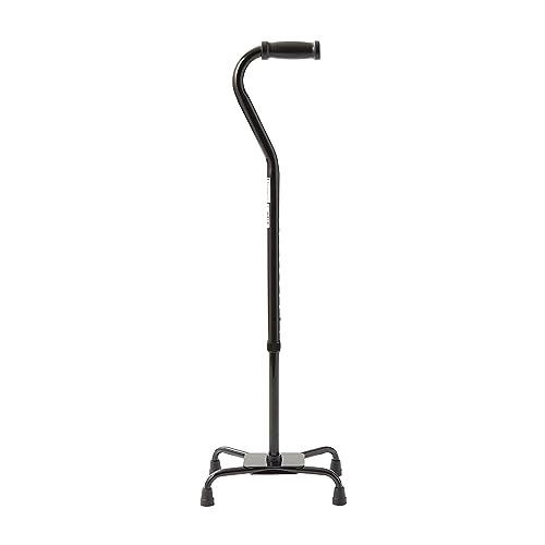 Medline Aluminum Quad Cane with Large Base for Balance, Knee Injuries, Leg Surgery Recovery & Mobility, Portable, Lightweight Walking Aid for Seniors & Adults