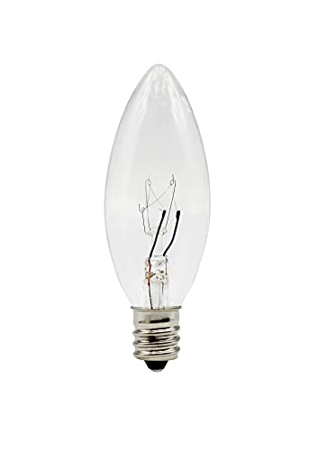 CREATIVE HOBBIES Replacement Light Bulbs for Electric Candle Lamps, Window Candles, & Chandeliers - 7 Watt Candelabra (E12), Clear, Steady Burning, 120v 7w Bulb - Pack of 12