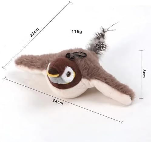 2025 Flying Bird Cat Toy, Interactive Chirping Bird Cat Toy Flapping Wings, Flapping Bird Cat Toy, Interactive Cat Toys for Bored Indoor Adult Cats (Brown)