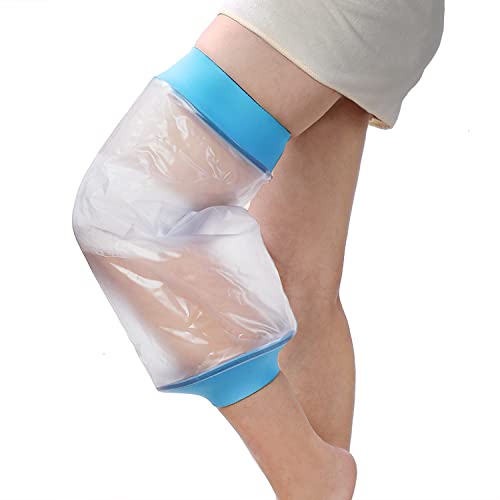 Knee Cast Cover for Shower Waterproof Bandage Cast Protector for Knee Replacement Surgery, Wound, Burns Watertight Protection Reusable,Fit knee Thigh Circumference 11.8" to 20.8"