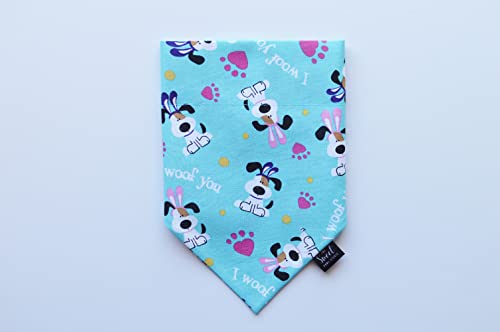 Easter over the collar dog bandana, pastel color spring no tie slip on pet neckerchief (Easter I woof you, X-Small)