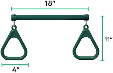Jungle Gym Kingdom Swing Sets for Backyard, Monkey Bars & Swingset Accessories - Set Includes 18" Trapeze Swing Bar & 48" Heavy Duty Chain with Locking Carabiners - Outdoor Play Equipment (Green)