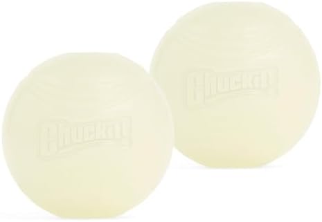 Chuckit! Glow in the Dark Bouncy Balls - Ball for Dogs, Chuckit Dog Toy, Max Glow Balls - Medium, 2.5 Inch Pack of 2