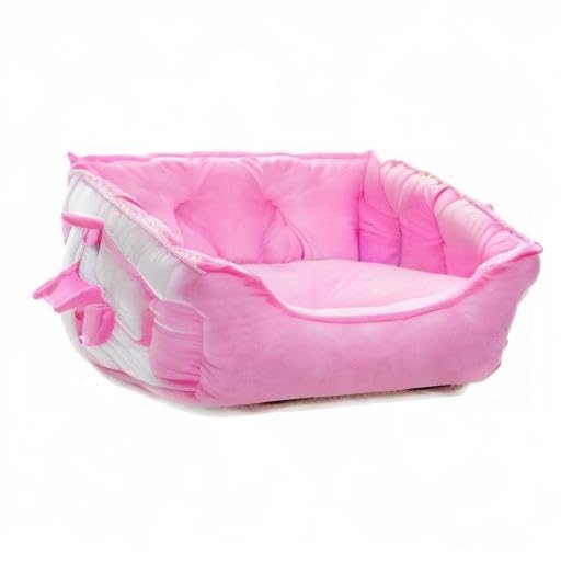 pawstrip Cute Princess Dog Bed Pink Puppy Bed for Small Dogs Breathable Cat Couch Bowknot Pet Cushion Comfortable Kitten Nest Girl Doggy Sofa, Waterproof Bottom (Pink)