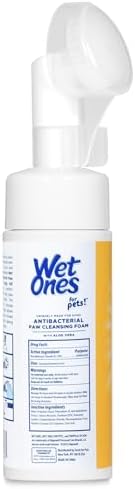 Wet Ones for Pets Antibacterial Dog Paw Cleansing Foam with Built-in Paw Scrubber Brush, Tropical Splash Scent | Dog Paw Cleaner with Antibacterial Foam and Brush, 5 oz - 6 Pack
