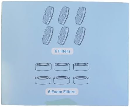 16 Cat Water Fountain Filters, Suitable for FOFNON Dog Water Fountain and 3.2L FOFNON Wired Cat Water Fountain, Including 8Pieces of Filters + 8Pieces Sponges, Not for Wireless Cat Fountain