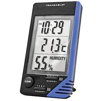 TRACEABLE - AO-90080-06 Traceable Thermometer with Clock, Humidity Monitor, and Calibration & Traceable Calibrated Fridge/Freezer Digital Thermometer; 1 Bottle Probe