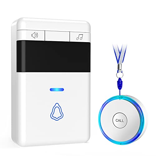 Wireless Caregiver Pager Panic SOS Call Button with Receiver for Elderly/Patient/Child, 500+ ft Range Attention Pager Alarm Nurse Calling Alert Patient Help Button for Home/Personal