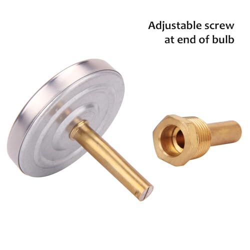 MEASUREMAN Hot Water Bi-Metal Thermometer, 2-1/2" Dial, 1-3/4" Lead-Free Brass Stem, Range 0-250 deg F/-20-120 deg C, 2% Accuracy, Adjustable, 1/2" NPT Back Mount(2 Pack)