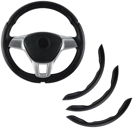 Amiss 3pcs Car Carbon Fiber Anti-Skid Steering Wheel Cover,Segmented Steering Wheel Protector, Butterfly Steering Wheel Cover, Universal 99% Car Wheel Cover Protector, Car Interior Accessories(Black)