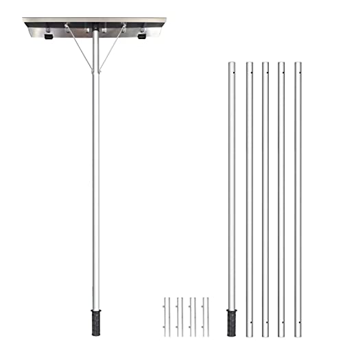 20 Feet Aluminum Snow Rake, with 25.5 Inch Blade, 5 Extension Tubes & Anti-Skid Handle, Telescoping Snow Removal Tool for Removing Snow, Leaves, Debrisβ¦