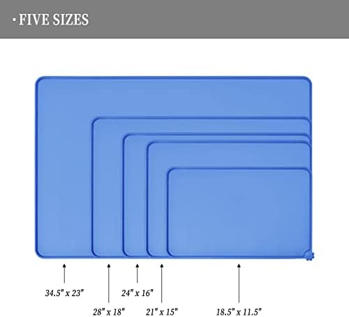 Waterproof Pet Feeding Mat with High Raised Edges, Heavier and Thicker Placemats for Cat Dog Water Bowl with BPA Free, Dogs Cats Food Mats for Messy Drinkers to Prevent Spill and Protect Floors