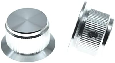 KAISH 4pcs Aluminium Potentiometer Knobs 1/4" Universal Top Hat Knobs Bell Control Knob with Set Screw for Guitar/Bass/AMPS/Preamps Silver without Indicator