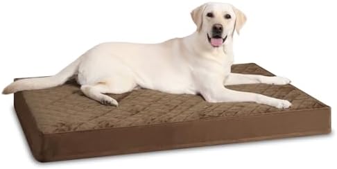 Orthopedic XL Dog Beds Large Sized Dog Waterproof Dog Bed with Removable Washable Cover and Non-Slip Bottom, Quilting Dog Bed for Crate, 41x27 Inch, Brown
