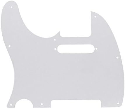 FLEOR 8 Hole TL Pickguard Scratch Plate with Pickguard Screws Set Fit USA/MX Standard TL Style Pickguard Replacement, 3Ply White