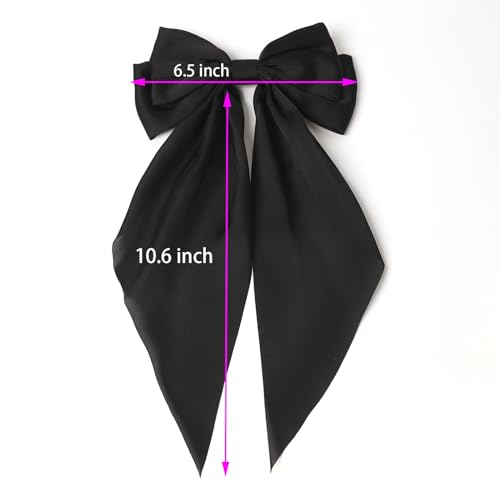 Furling Pompoms Hair Bows Clips for Women Large Pink Bows for Girls White Hair Ribbon for Hair Satin Long Tails with Alligator Clips Big Hair Bow Hair Accessories Pack of 9