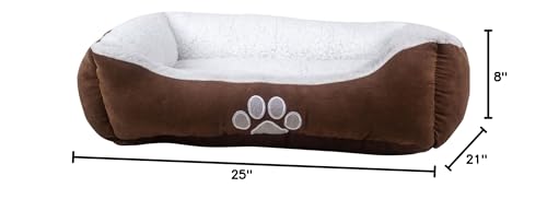 Long Rich Rectangle Bolster Pet Bed, Dog Bed Medium Size, Chocolate Color