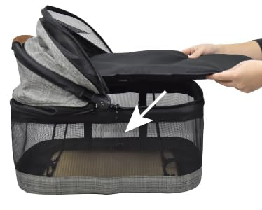 ROODO 2026 Upgraded Version 3-in-1 Dog Cat Stroller with Detachable Carrier Folding Lightweight Portable Travel Pet Gear All-Terrain Puppy Doggie Kitty Bunny Stroller for 35 lbs(Grey Lattice)