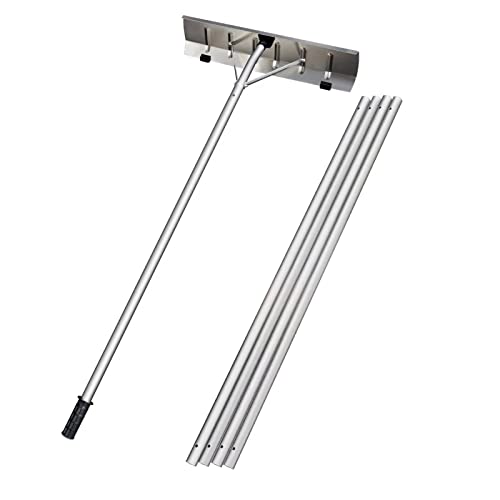 20 Feet Aluminum Snow Rake, with 25.5 Inch Blade, 5 Extension Tubes & Anti-Skid Handle, Telescoping Snow Removal Tool for Removing Snow, Leaves, Debrisβ¦