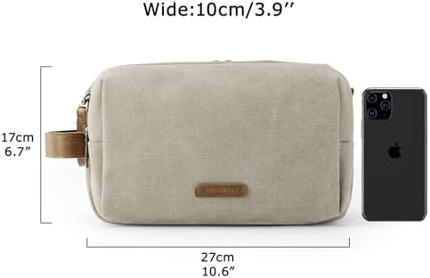 BAGSMART Toiletry Bag for Men, Canvas Travel Toiletry Organizer Dopp Kit Water-resistant Shaving Bag for Toiletries Accessories,Beige-Medium