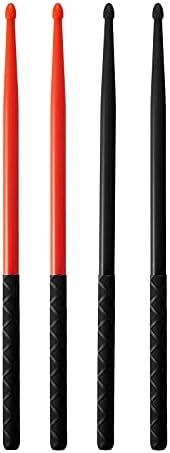 Nylon Drumsticks 2 pairs with ANTI-SLIP Handles for Drum,Exercise Plastic Drum Sticks,Attractive,Light and Durable Sticks for Drums,Musical Instrument Percussion Accessories (Black and Red)