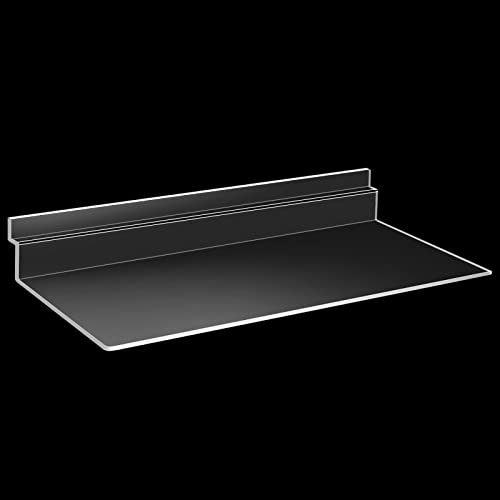 4 x 10 Inch Slatwall Shelves Hanging Slatwall Accessories Clear Slatwall Shelf Plastic Shelves for Wall, Home Shoe Stores Boutiques Supplies (Clear, 16 Pack)