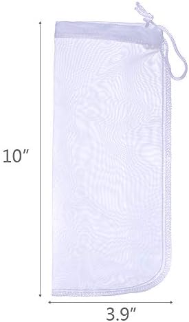 ALEGI Media Filter Bag Aquarium Extra Fine,Reusable 180 Micron Drawstring Mesh Filter Bags for Very Fine Resins Filter (10"*3.9" (6 Pack))