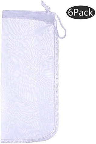 ALEGI Media Filter Bag Aquarium Extra Fine,Reusable 180 Micron Drawstring Mesh Filter Bags for Very Fine Resins Filter (10"*3.9" (6 Pack))