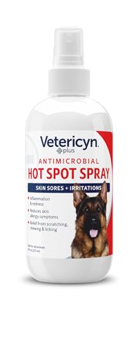 Vetericyn Plus Hot Spot Spray for Dogs Skin Sores and Irritations | Itch Relief for Dogs and Prevents Chewing and Licking at Skin, Safe for All Animals. 8 Ounces
