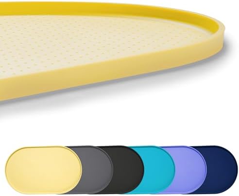 100% Waterproof 0.5" Raised Edge BPA Free Silicone Dog Food Mat, Pet Cat Feeding Mats Contain Spills Protects Floors, Placemats for Cats and Dogs Water Bowl Dishwasher. (Large/XL, Yellow)