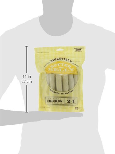 Better Belly Originals Natural Chicken Liver Flavor Small Rolls 20 Count, Highly Digestible Rawhide