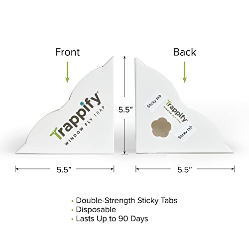 Trappify Window Fly Traps: House Window Fruit Fly Traps for Indoors, Gnat, & Other Flying Insect, Disposable Indoor Fly Trap with Extra Sticky Adhesive Strips - Inside Home Housefly Bug Catchers (12)