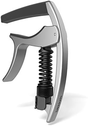 D'Addario Accessories Guitar Capo – NS Tri Action - For 6-String Electric and Acoustic Guitars – Micrometer Tension Adjustment for Buzz-Free, In-Tune Performance - Single Hand Use – Integrated Pick Holder - Silver