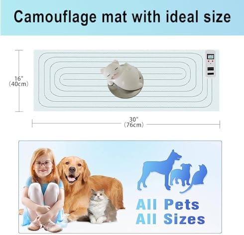 SEERWAY Scat Pet Shock Mat with Tester Upgraded, Shock Training Pads for Dogs and Cats, Electric Repellent Training Mat Keeps Pets Off Couch, Sofa, Counter Top, 30"x16" Rectangular, 3 Training Modes
