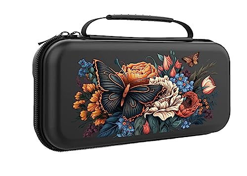 Flowers Switch Case For Nintendo Switch OLED/Switch LITE/Switch Accessories, Cute Carry Protective Bag, Travel Game Console Cases, Controller Hard Shell Holder 20 Cartridge Slot J69