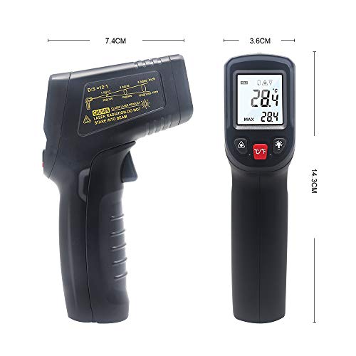 KETOTEK Infrared Thermometer Non Contact IR Digital Laser Temperature Gun -50℃~600℃ (-58℉~1112℉) Adjustable Emissivity Thermometer Gun for Cooking