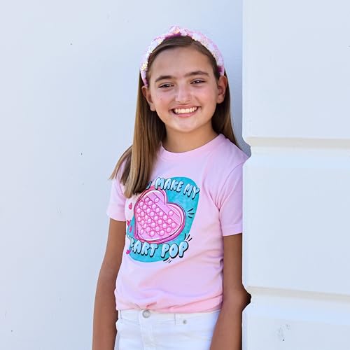 FROG SAC Heart Headband for Girls - Knotted Valentines Day Head Bands for Kids, Top Knot Vday Hair Band for Children, Sparkly Pink Sequin Hair Accessories for Toddlers, Little Girl Fashion Hairband