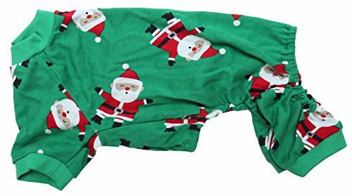 Lanyarco Santa Claus Xmas Cotton Dog Christmas Pajamas, Pet Dog Jammies Jumpshit PJS Christmas Pajamas for Dogs Large Dogs, Back 23" XLarge XL, Green