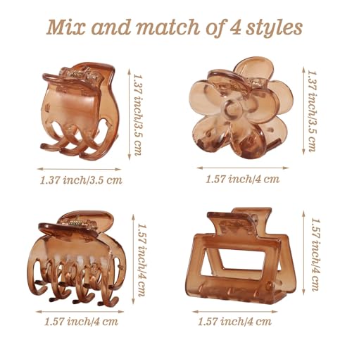 16 PCS Small Hair Clips for Women & Girls, Durable Matte Claw Clips for Thin Hair, Strong Hold Medium Hair Claw Clips, Mini Hair Clips, Cute Hair Accessories Amber Color Valentine's Day Gifts Holiday