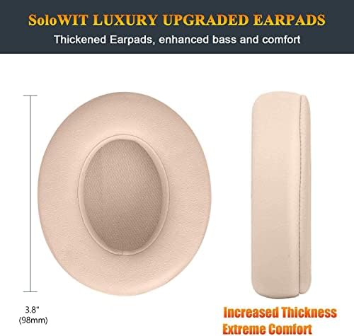 SoloWIT Replacement Ear Pads Cushions for Beats Studio 2 & Studio 3 Wired & Wireless Headphones, Earpads with Soft Protein Leather, Noise Isolation Memory Foam, Added Thickness - Sand