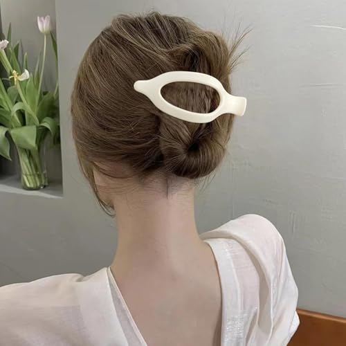 Flat Hair Clips for Women Lay Flat Hair Claw Clips for Thin Thick Hair 3Pcs French Concord Hair Clips Large Hair Clips Neutral Jaw Clips Hair Clamps Hair Accessories White Brown Black