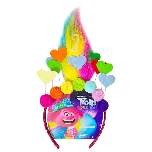 LUV HER Kids' Trolls World Tour Headband with Wig for Girls - Costume Accessories