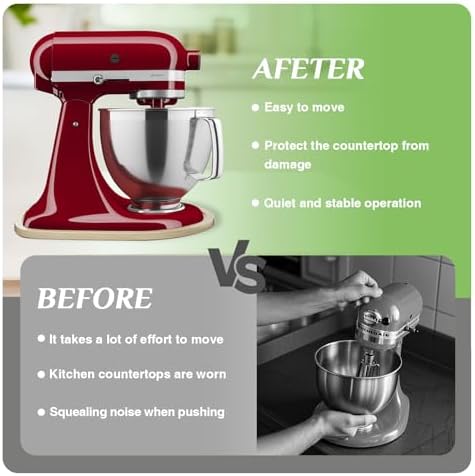 Bamboo Mixer Slider Mat for KitchenAid 4.5-5 Qt Tilt Head Stand Mixer, Kitchen Appliance Sliding Tray Mixer Mover Slider Board for Kitchen Aid 4.5-5 Qt Kitchen Countertop Storage Accessories