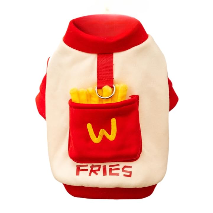 AZA Dog Halloween Costume Cotton French Fries Cosplay Clothes for Pets Hoodie Pet Shirt Boy Coat for Small Dogs Dog Cute T-Shirt Cat Girl Outfits Puppy Fall Sweaters Winter Costumes (XS,French Fries)