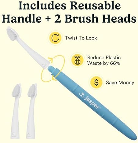 Jasper Microbrush Cat Toothbrush, Soft-Bristled Toothbrush Kit for Felines & Small Dogs, Premium Non-Slip Handle with 2 Replaceable Tooth Brush Heads, Use with Cat Toothpaste