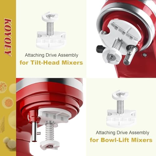 Ice Cream Attachment for Kitchenaid,Fits KitchenAid 4.5-5QT/5.5-6 Quart Stand Mixers,Mixer Accessories,Makes 2 Quarts of Frozen Yogurt,Ice Cream and Sorbet by KOYOEY