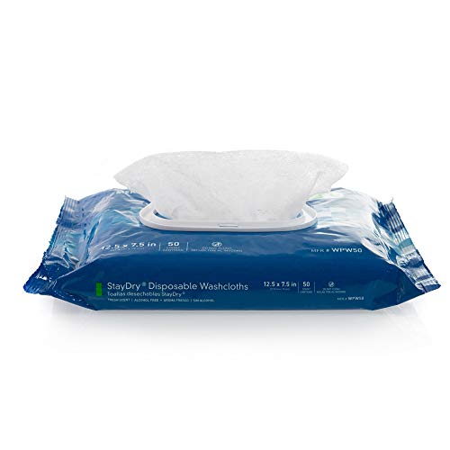 McKesson StayDry Disposable Wipes or Washcloths for Adults with Aloe, Incontinence, Alcohol-Free, Not-Flushable, Pleasantly Fragranced Aloe and Vitamin E Formula
