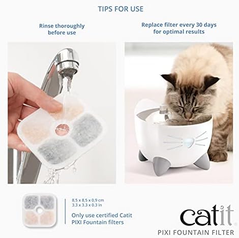 Catit PIXI Cat Drinking Fountain Original Filter, Official Replacement Triple Action Water Filter, 6-Pack, White